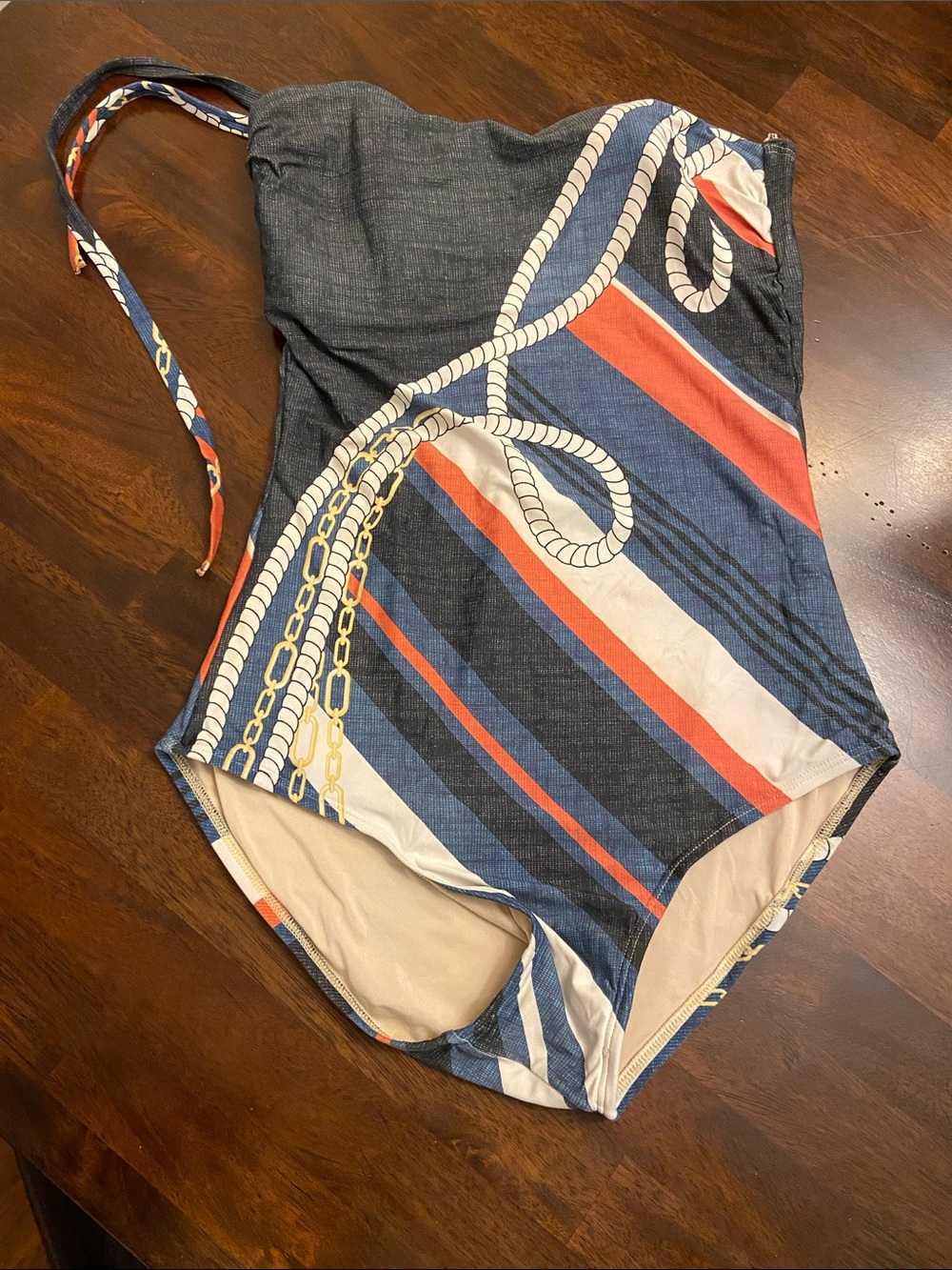 Splash Kids One-Piece Bodysuit in Blue, Red, White & Gold Rope Print